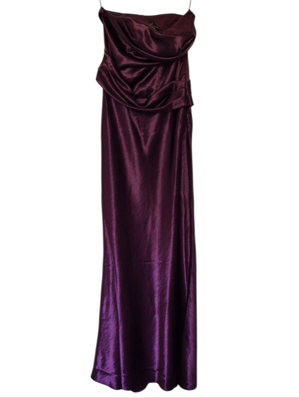 NWT Pretty Little Thing Size US 0 Purple Maxi Dress Formal Gown Strapless Prom